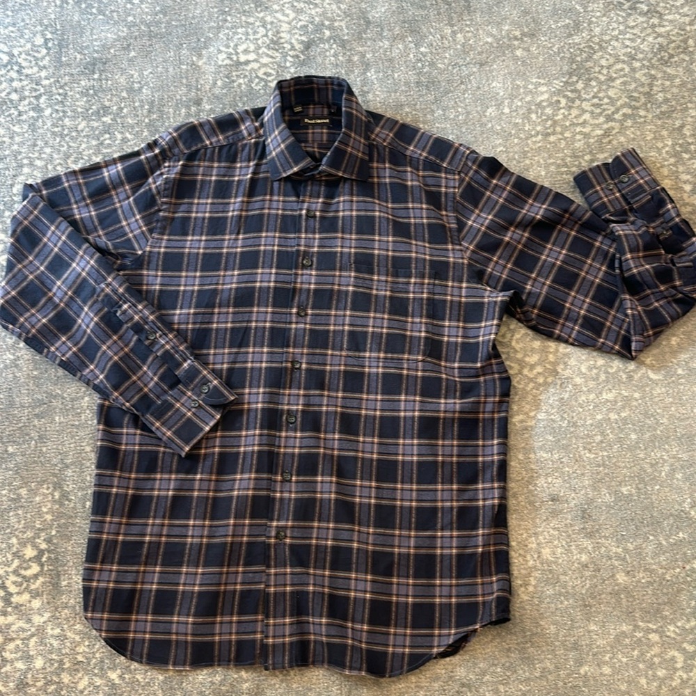 PAUL STUART COTTON FLANNEL MENS SHIRT SIZE L